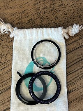 Origami Owl Black and Purple Interchangeable Locket Twist Faces